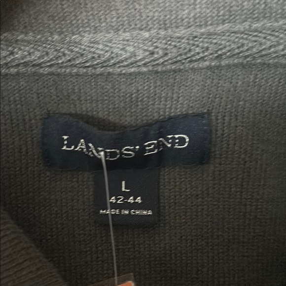 Lands' End Green Zip Up Sweater with Soft Fabric and Classic Fit - Picture 2 of 5